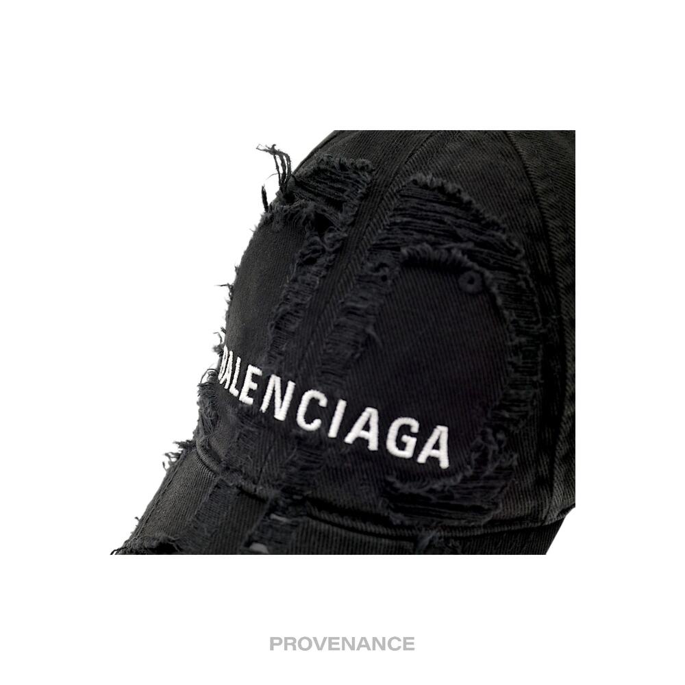 🔴 Balenciaga Embroidered Logo BB Lazer Destroyed Cap Black - Picture 7 of 13